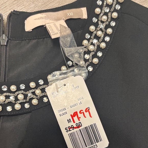 Forever 21 Black Mini Dress with Embellished Neckline - Picture 3 of 3